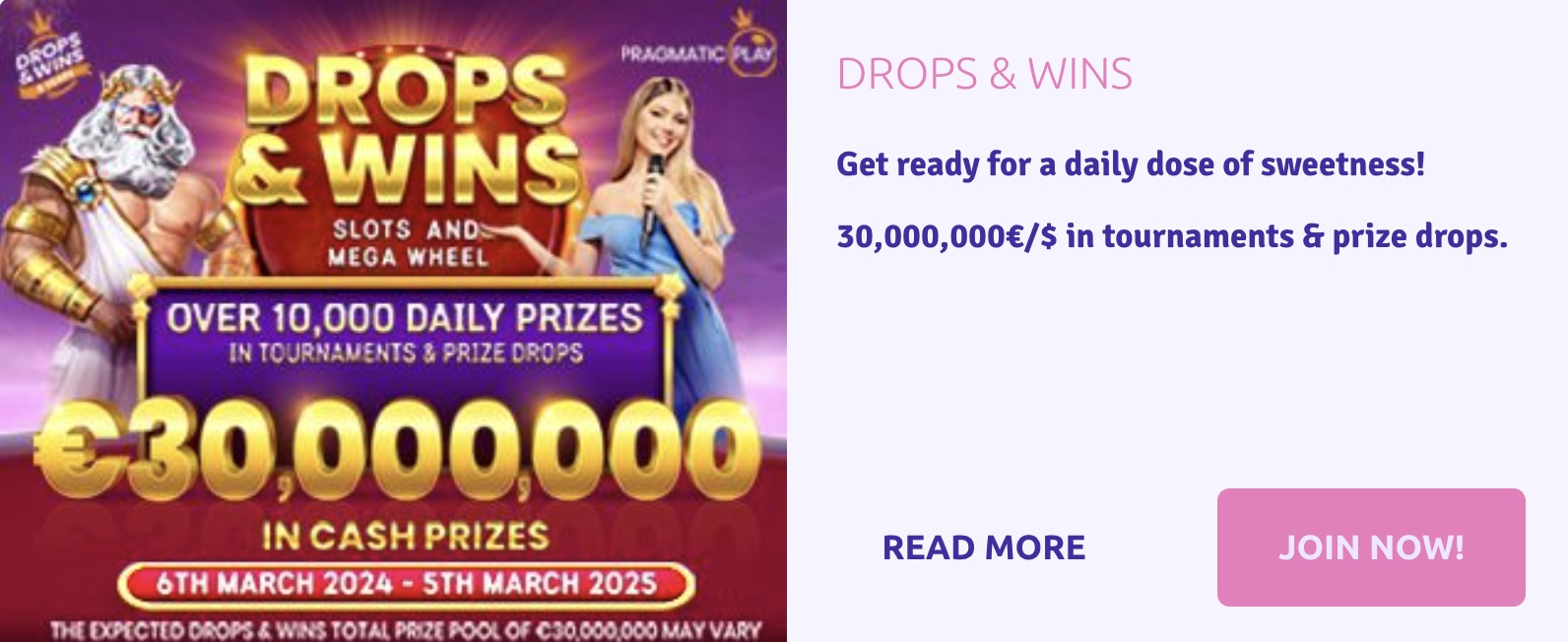 Sugar Casino Drops & Wins Bonus
